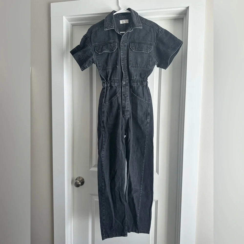 We The Free Black Denim Jumpsuit